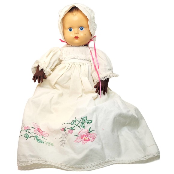 16" 40s-50s Composite (Head) Baby Doll w/Embroidered Pillowcase Dress & … - Picture 2 of 12